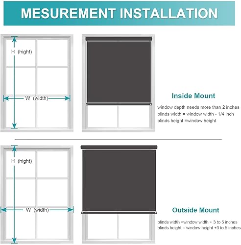 Miniatura 6 de MYshade Persianas enrollables opacas sin cordón, con funda de cenefa, oscurecimiento de habitación para el hogar, oficina, baño, puerta francesa,