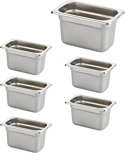 Miniatura 105 de HECMAC Paquete de 6 tapas de sartén de hotel de tamaño completo, acero inoxidable, tapa de sartén de alimentos con asa, calibre 23