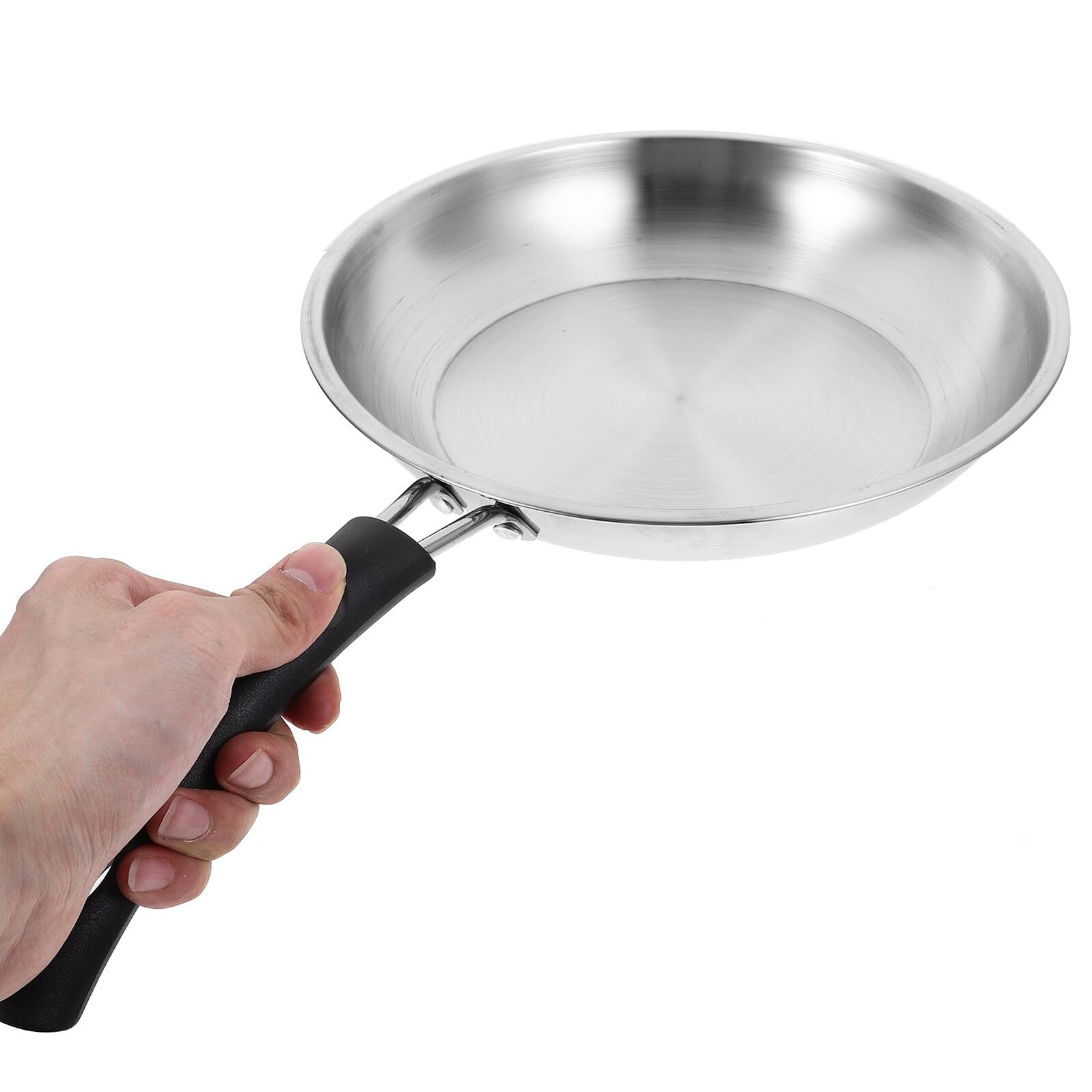 jojofuny Padella Antiaderente in Acciaio Inossidabile 22 CM Fondo Spesso Manico in PP Adatta per Piani Cottura a Gas e Induzione per Bistecche e Frittate Resistente e Facile da Pulire