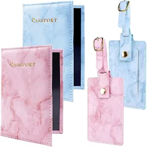 Coussin De Voyage 2 Pochettes Passeport + étiquettes Bagages - Cuir Synthétique - Couple Voyage Voyage Organisé