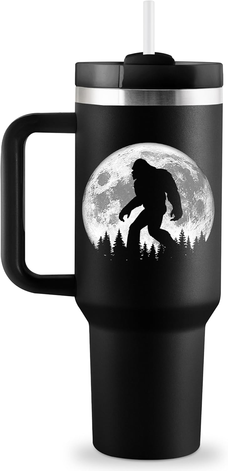 ROSTANTEN Bigfoot Gifts - Sasquatch Gifts - Big Foot Sasquatch Gift - Christmas Bigfoot Gift for Men Women - 40 oz Travel Cup Insulated Tumbler with Lid and Straw