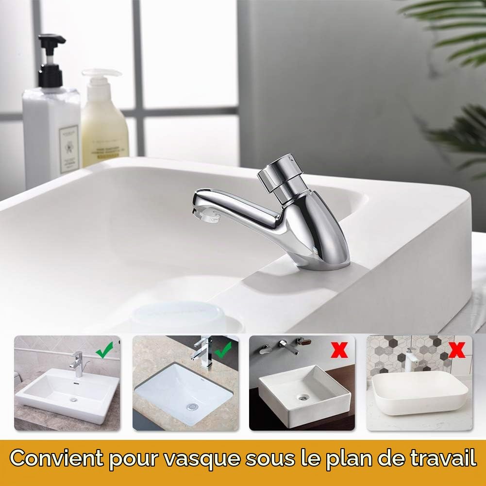 Ibergrif M21901 Robinet WC Temporisé Chromé, Fermeture Automatique 4–6 s