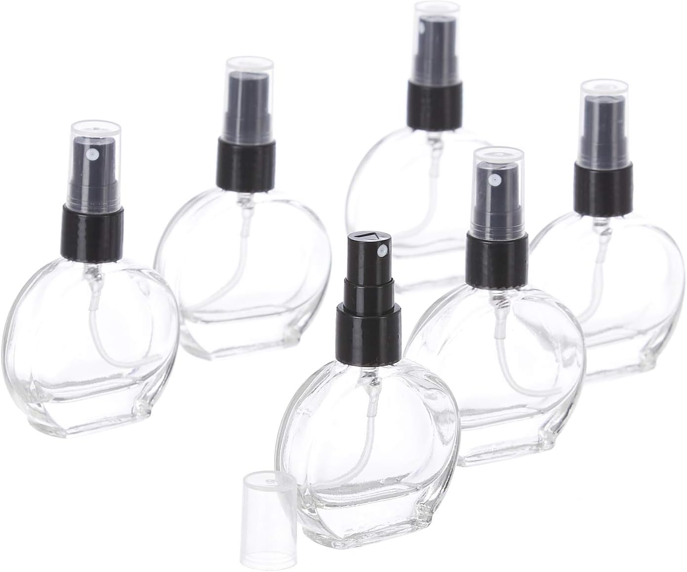 GRN Refillable Oblong Perfume Glass Bottles with spray pump for Perfume Essential Oils Aromatic Water Blend 12 ml Set of 6 Pcs