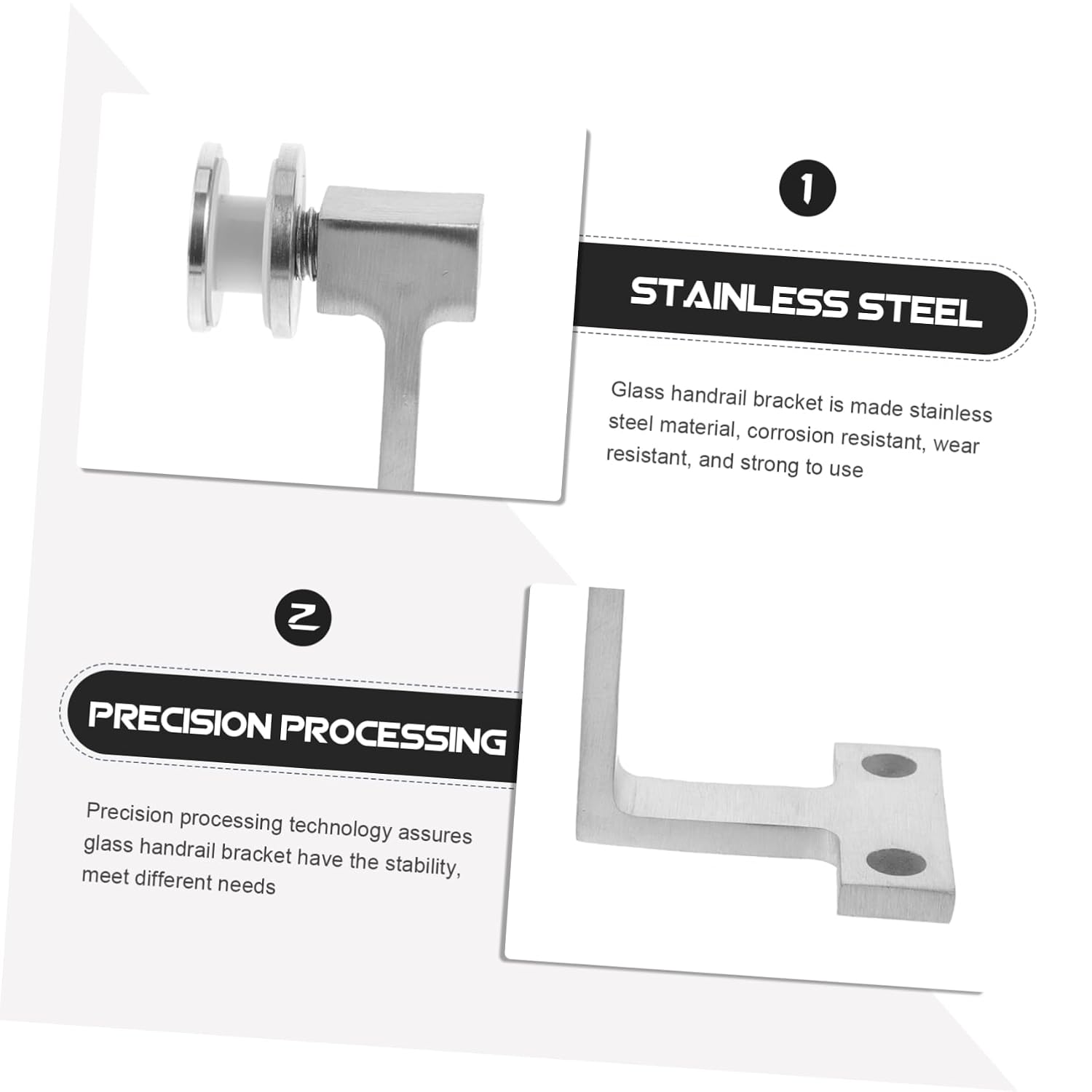 Tofficu 5pcs Glass Handrail Bracket Stair Railing Bracket Stainless Steel Deck Railing