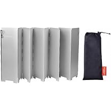 Outdoor Windshield Camping Windscreen Wind Barrier Folding Screen Portable Aluminum Alloy Stainless Steel Rod Secured with Storage, Silver, Style to 2