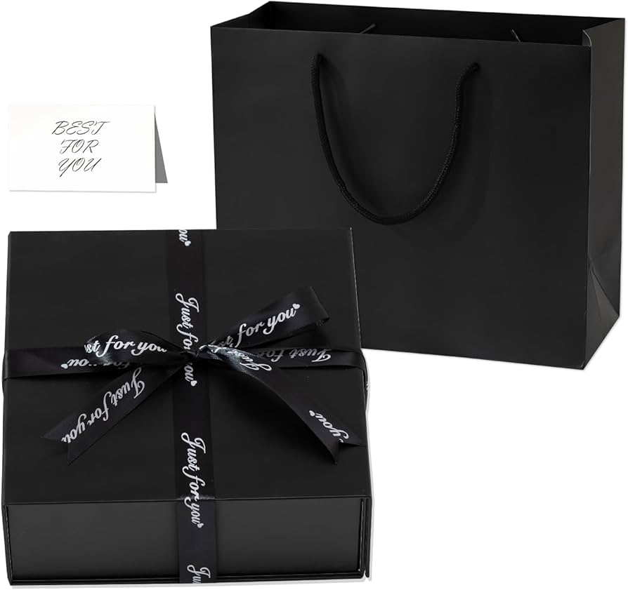 Amazon | PRETOLE ギフトボックス 24x24x9cm ブラック シルク