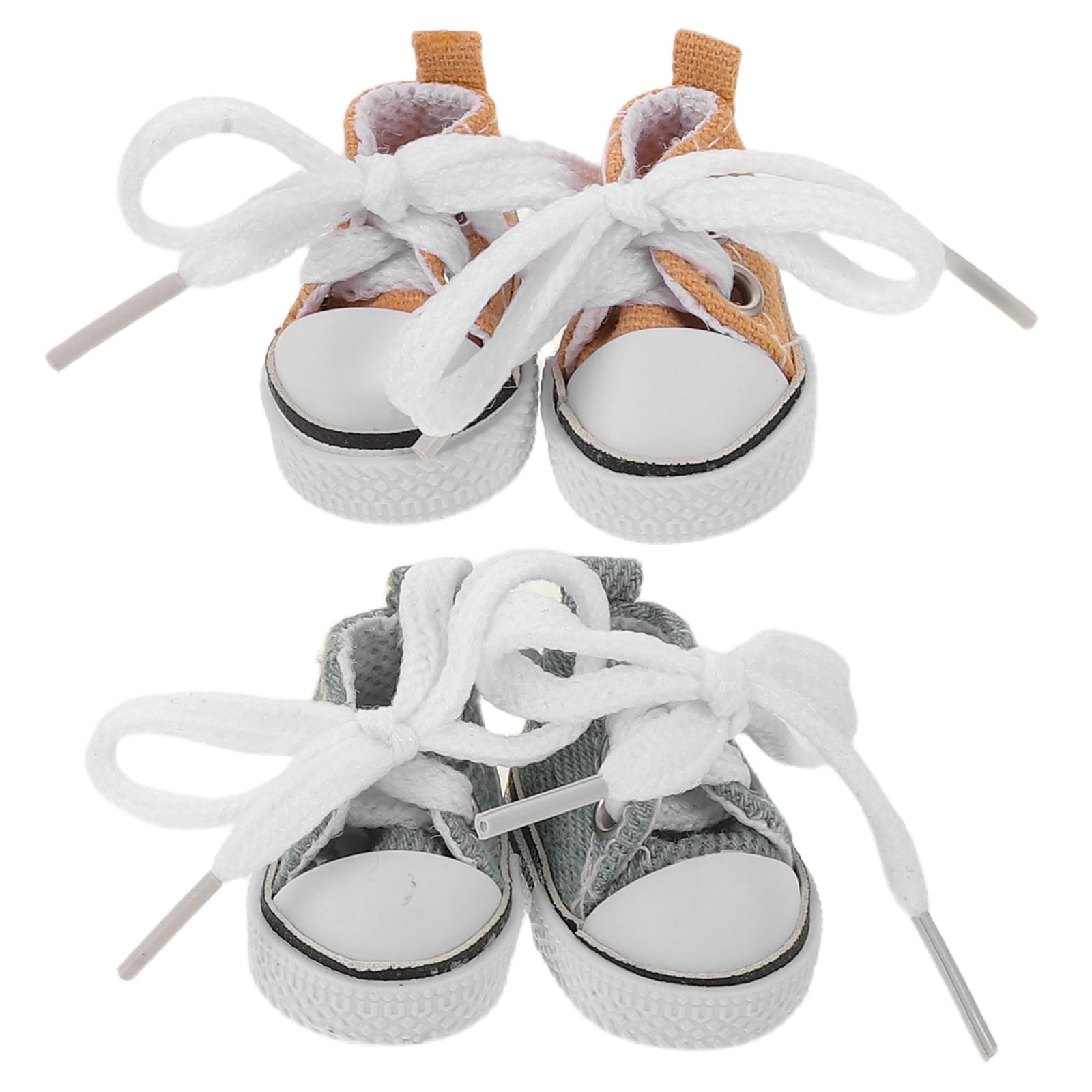 Milisten 2 Paires de Mini-Baskets en Toile pour Poupées, Chaussures Miniatures pour Poupées, Chaussures à Lacets Style Bjd, Longueur 4 Cm, Accessoire de Costume Et de Maison de Poupée