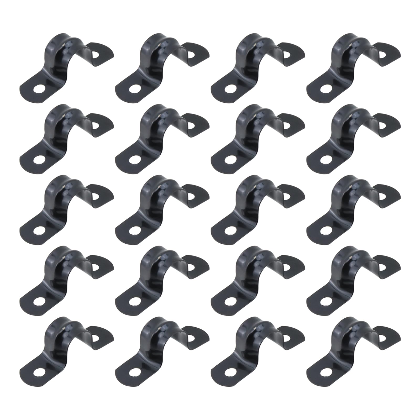 1/4 Inch Conduit Clamps 20Pcs, 304 Stainless Steel, Two Hole Strap U Bracket Rigid Pipe Strap, U Tube Clamp for EMT Conduits, Black Coated