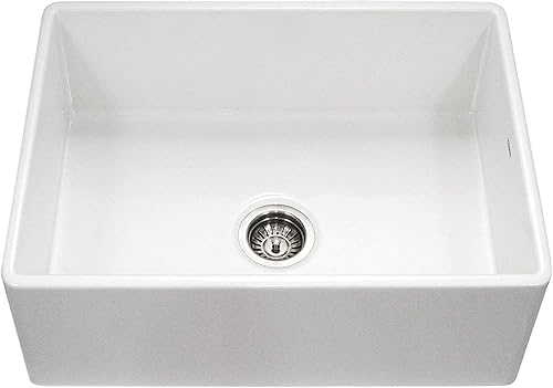 Houzer Farmhouse Platus - Delantal delantero de 30 pulgadas para arcilla refractaria de 30 pulgadas, color blanco, PTS-4100 WH