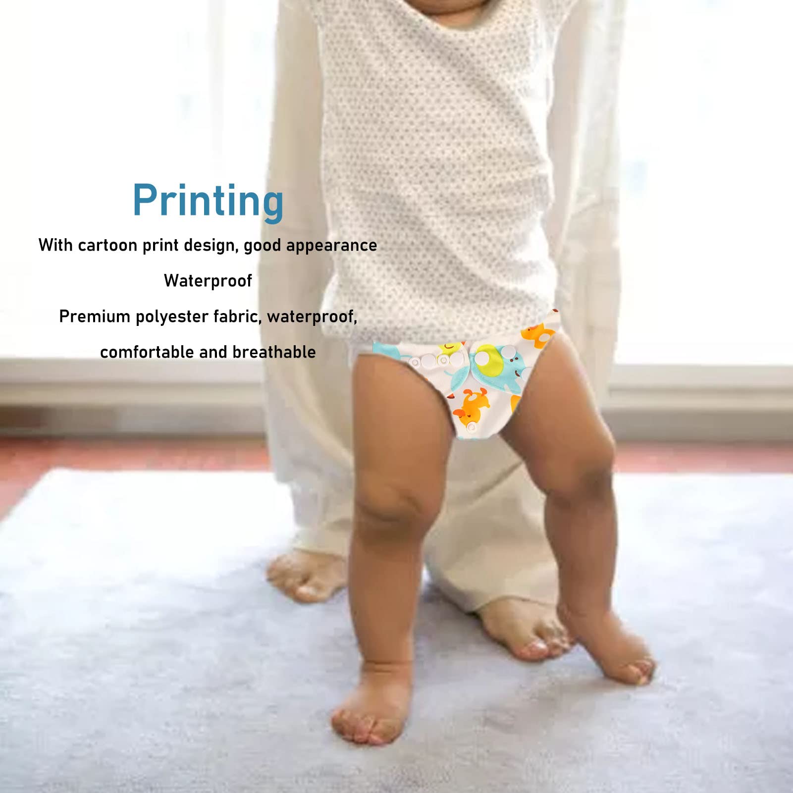 Cloth Diaper, 2pcs Polyester Breathable Baby Cloth Diaper Leakage Proof for Home