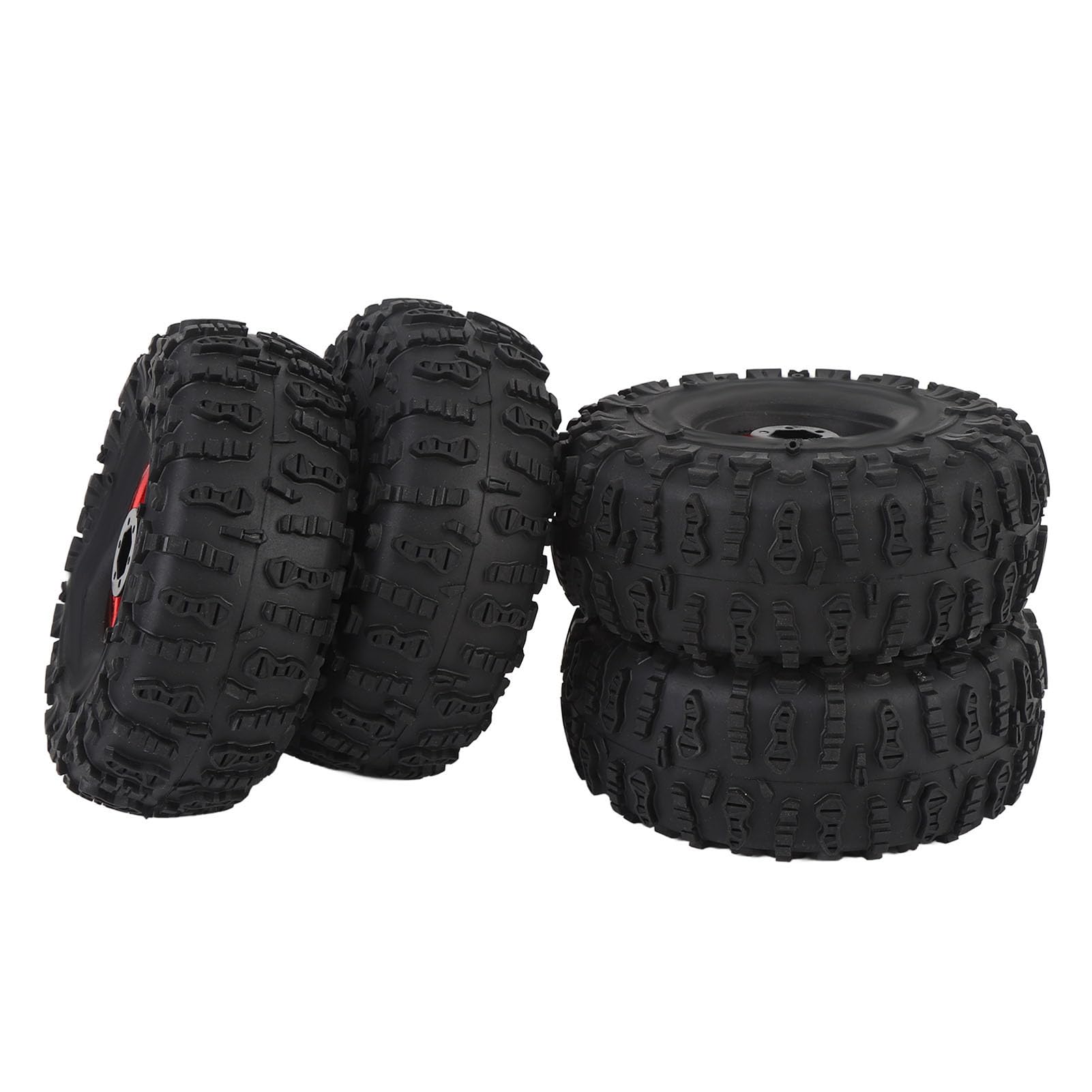 Generic Wysokowydajny Zestaw Opon 1,9 Cala do Gąsienic RC na Trudne Przygody do Axial SCX10 Wykonany z i Metalu, 4 szt. (czerwony)