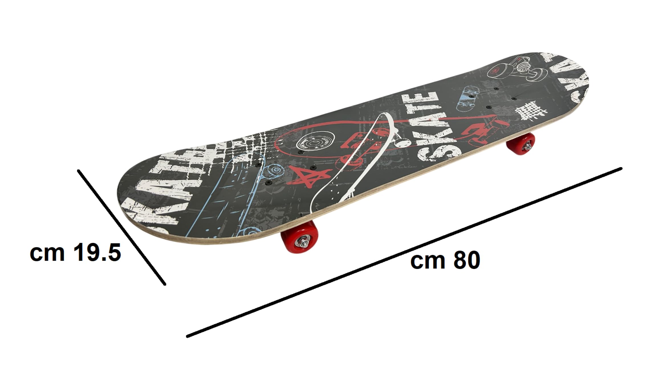 Skateboard pour enfants Skate pour enfants et adolescents 80 cm Skateboard pour enfantF planche de skate en bois complète décoration avant et arrière, couleurs assorties couleur aléatoire