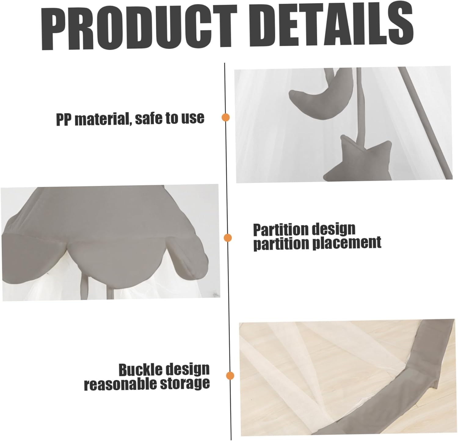 Baby Bed Canopy, Hanging Dome Crib Canopy, Fine Mesh Crib Cot Net with Door Flaps, 236x87 in Breathable Crib Tent for Infant Toddler, Without Stand (Grey)