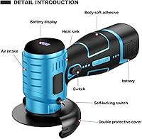 Vista 3 de Kit de Amoladora Angular Inalámbrica Sin Escobillas ZFULVO, Mini Herramienta de Rectificado Eléctrico de 19500rpm con Batería de 2x16.8V 2000mAh y 6