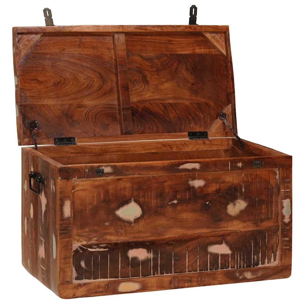 Scatola portaoggetti con porta, in legno massiccio di mango | Design rustico, manici in ferro, ampio spazio, per interni, montaggio richiesto