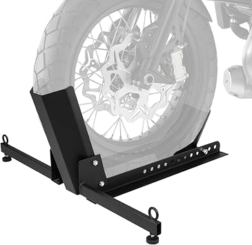 Motorcycle Front Tire Chock, Adjustable Motorcycle Wheel Chock, 1500 lbs Heavy Duty Wheel Stand for 15"-30" Wheels, Motorbike Front Chock High-Grade Steel Trailer StandBlack