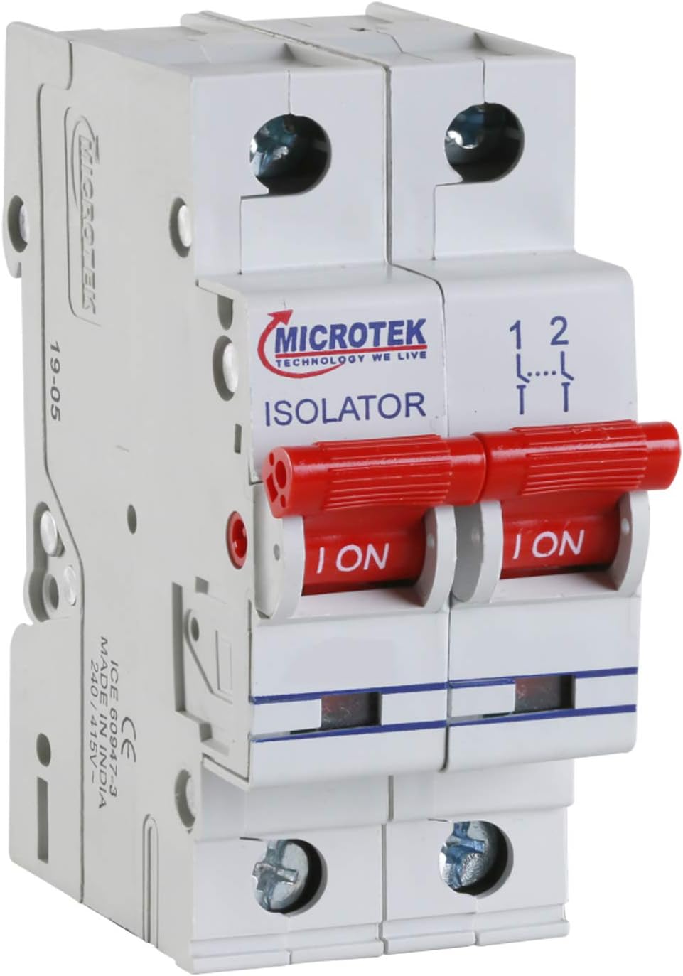 MICROTEK Isolators - PVC Isolator Switch Disconnector (White) (Isolators, 40A DP)