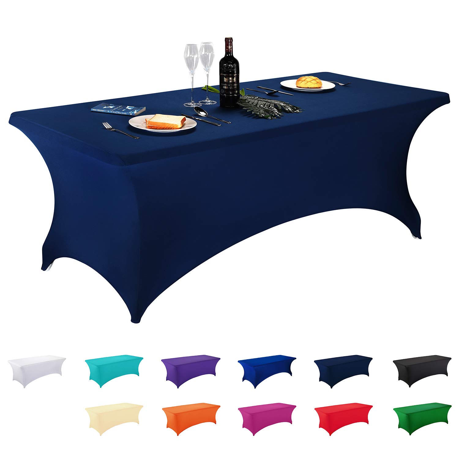 LZY Spandex Fitted Stretch Table Cover for 6 ft or 4ft or 8ft Folding Table, Rectangular Cocktail Tablecloth, Perfect for Party or Banquet — image 1