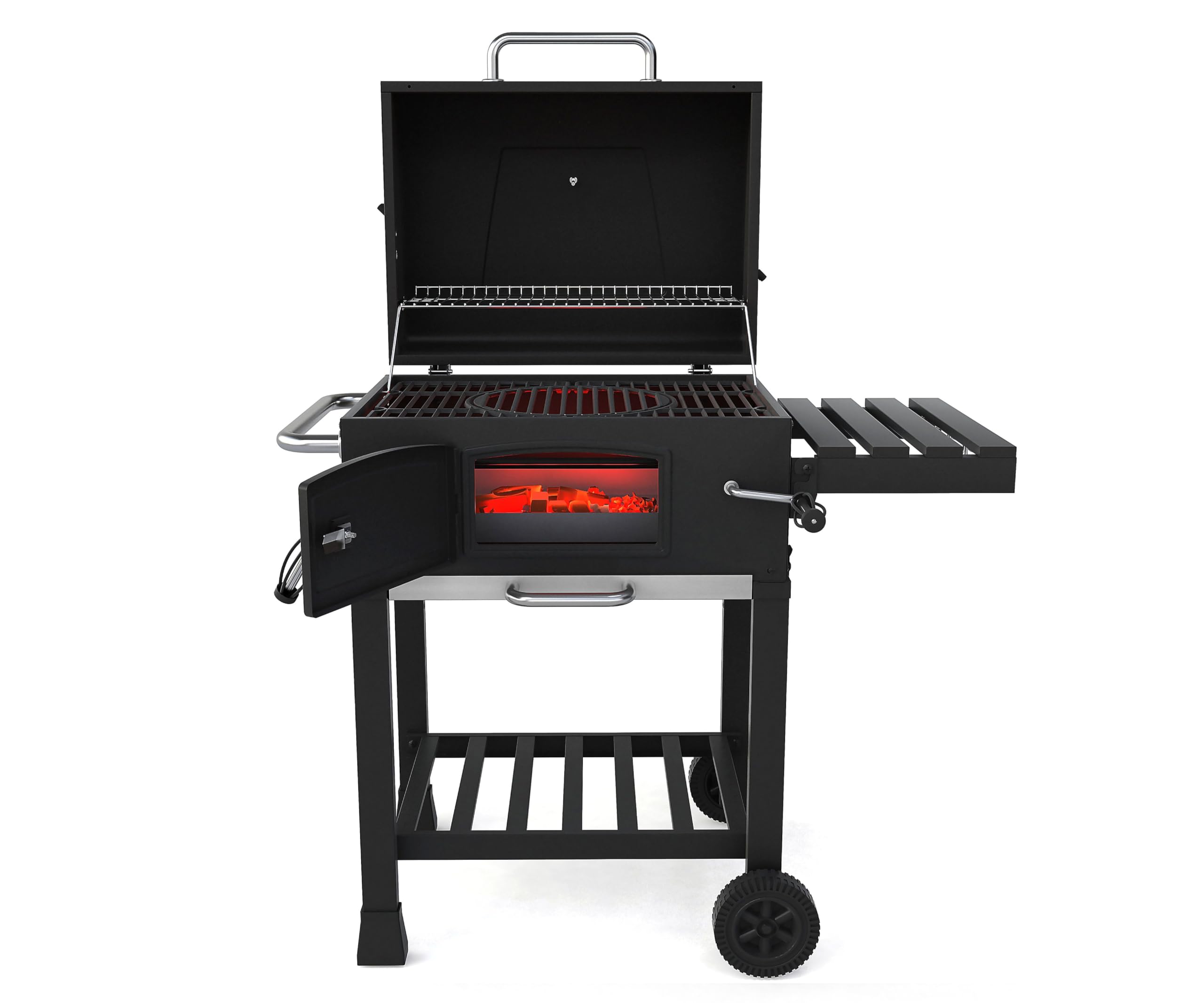 Grill na węgiel drzewny "Calgary" firmy El Fuego® | w zestawie z systemem "Rost-in-Rost" | ruszt do grillowania z żeliwa | design sejfu | w zestawie otwieracz do butelek | grill BBQ | AY 3722