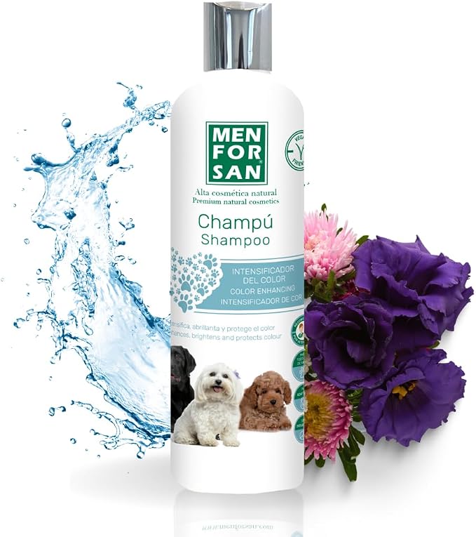 MENFORSAN Champú Intensificador de Color para Perros 300ml, Realza el Color Natural del Pelaje, Aporta Brillo, Producto Vegano