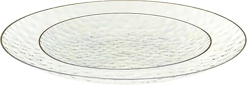 Blue Sky Platos orgánicos martillados con borde dorado transparente, paquete combinado de 7 y 10 pulgadas, 32 unidades, vajilla desechable, diseño