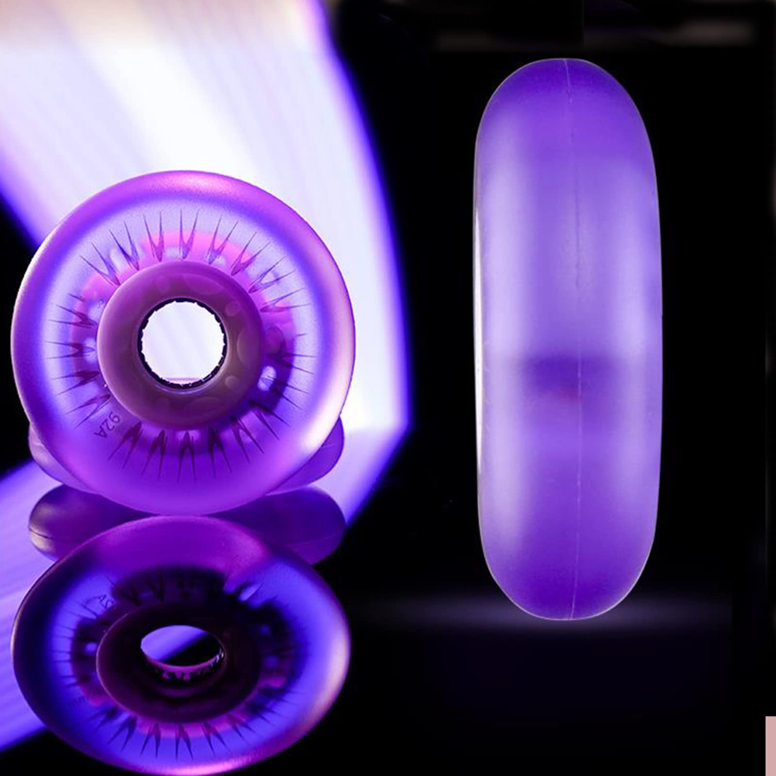 Świecące kółka do łyżworolek migające koła do łyżworolek zapasowe koło 92A LED świecące koła 8 szt. 72 mm / 76 mm / 80 mm dostępne wiele opcji kolorystycznych, fioletowe, 80 mm