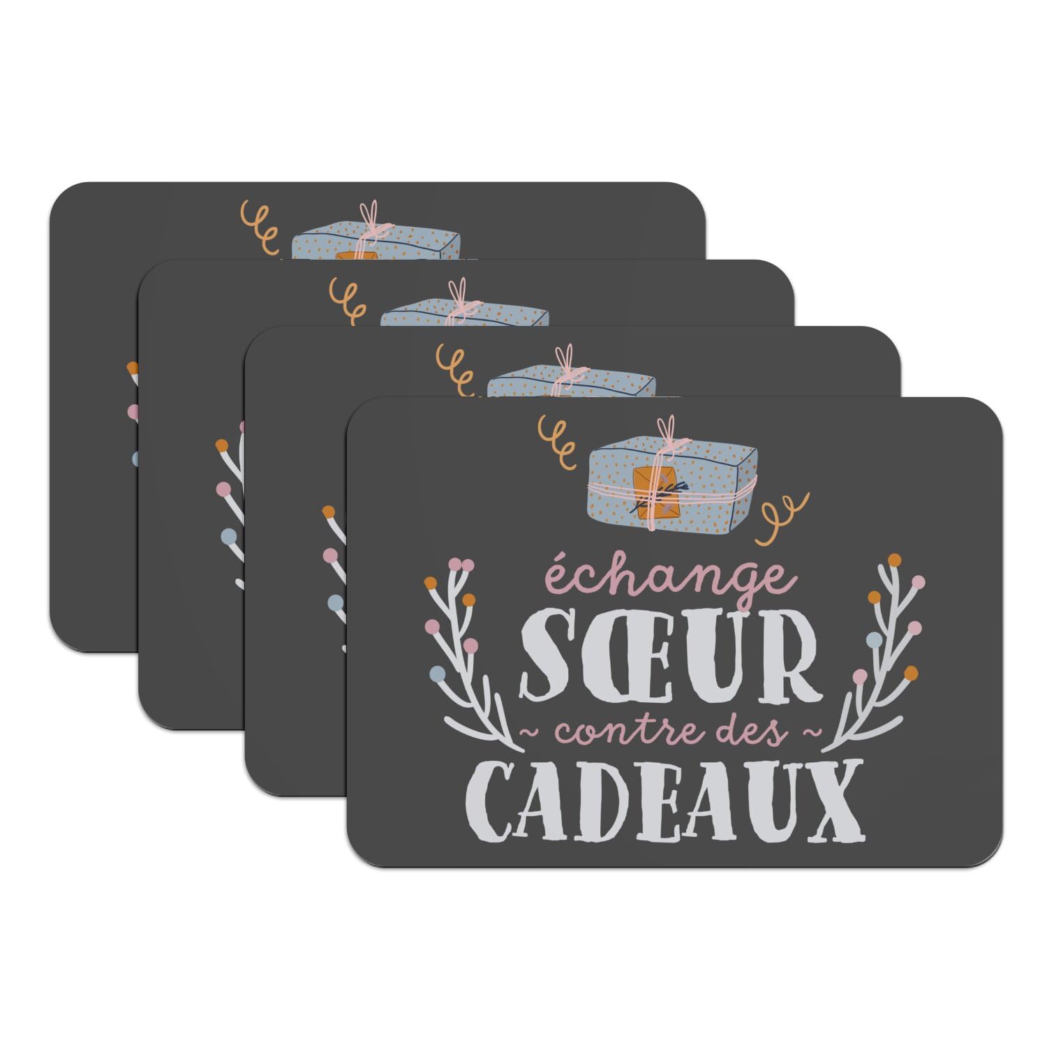 Dessous de table grand format noir en caoutchouc durable Noel