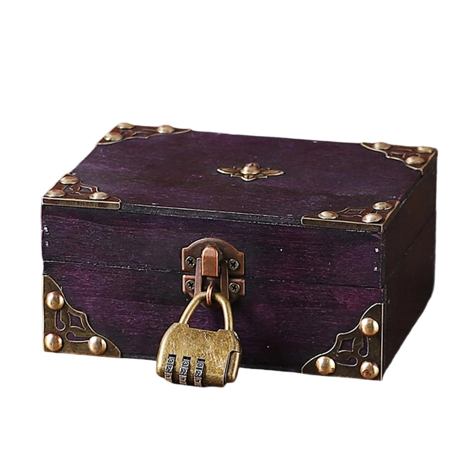Shurhome Sturdy Wood Travel Trunk European DesignS Storage Case Home Decoration for Clothes and Accessories Storage Multipurpose Travel Box