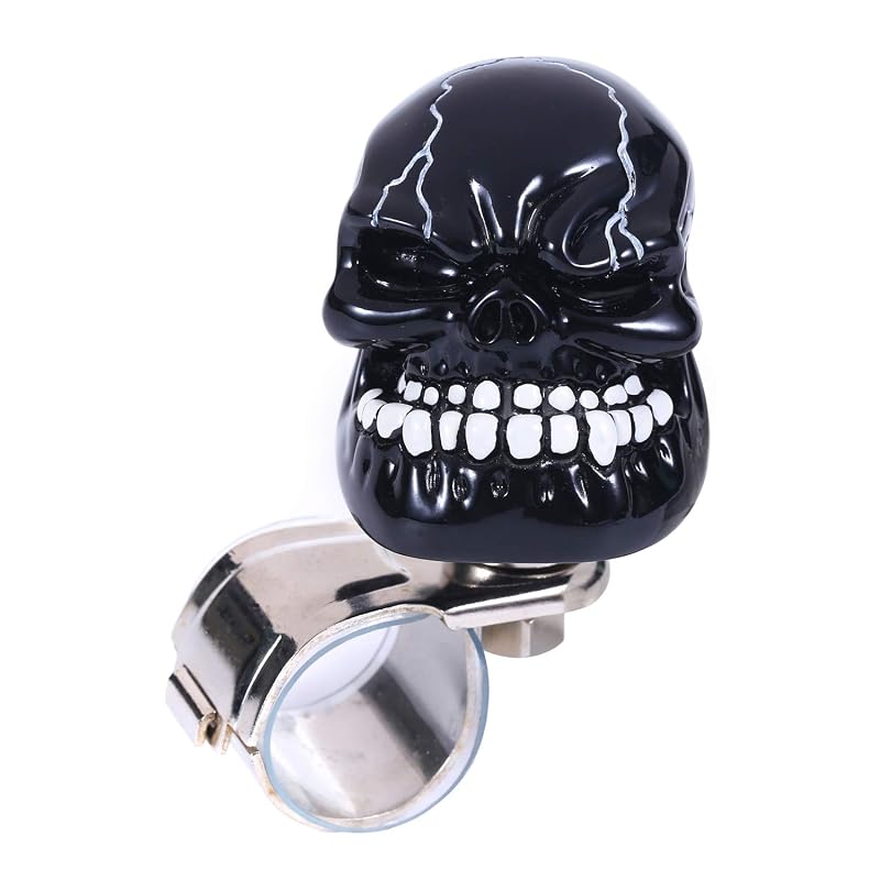 Girador de Volante com Design de Caveira em Resina Preto Bashineng SP-601-D