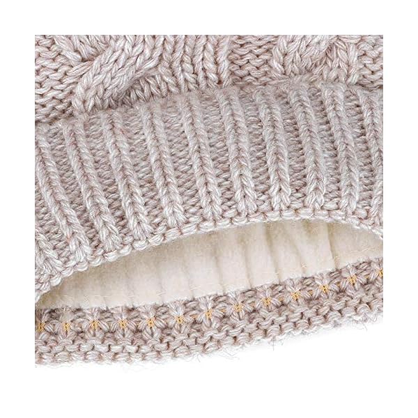 Neverless® gefütterte Damen Strickmütze mit Fell-Bommel und Fleece Futter, Winter-Mütze, Bommelmütze – Bild 4