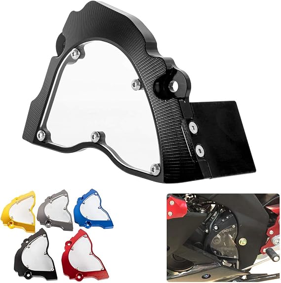 Aluminum Motorcycle Front Sprocket Cover Clear Chain Guard for Yamaha YZF R15 V3 2017-2019 Black