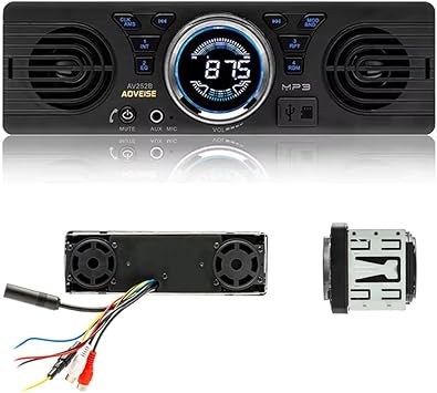 Car Stereo with 2 Speakers, Bluetooth Car Radio Audio Player Support FM Radio/USB/TF Card/AUX in, Universal 1 Din 12V Car Audio Receivers