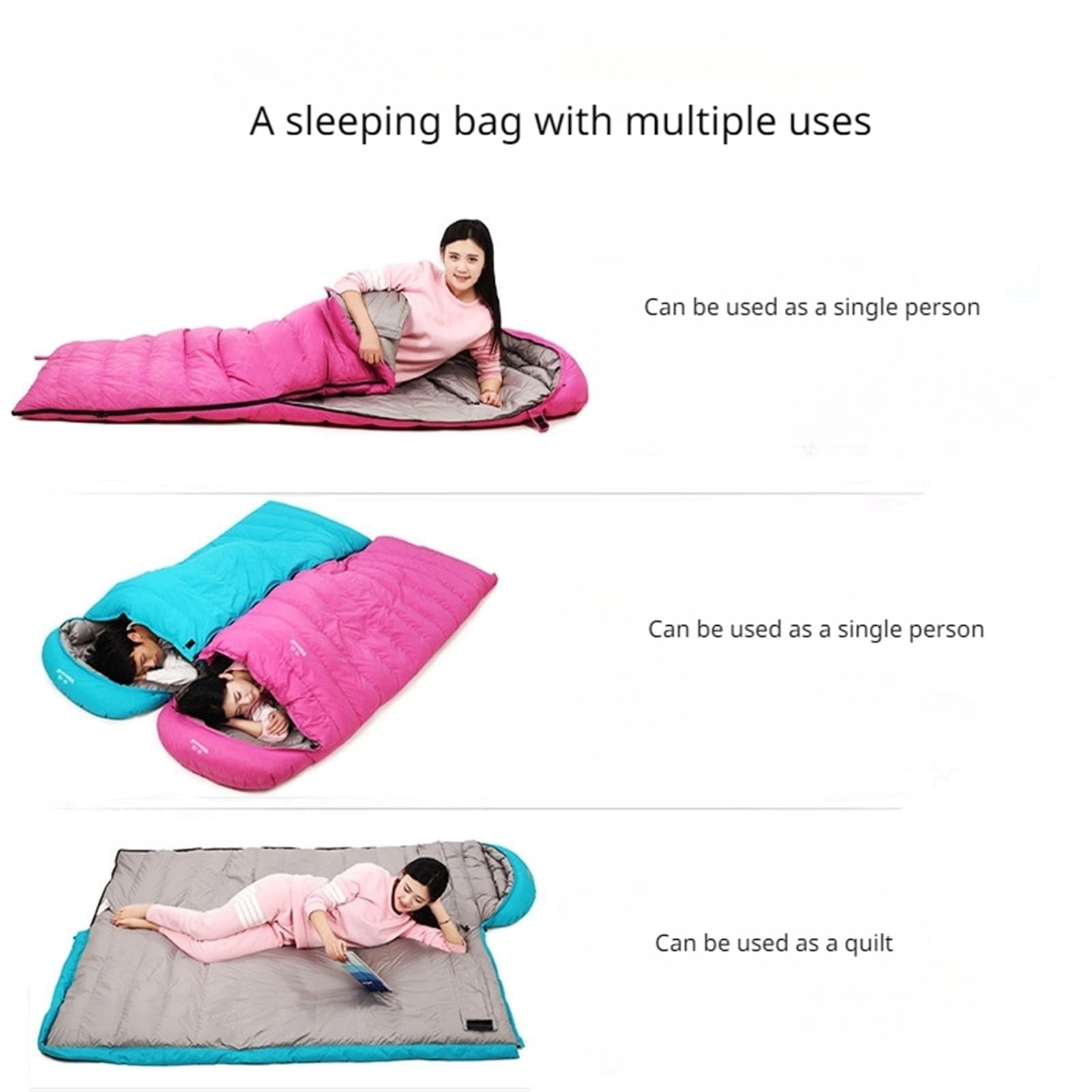 Sacco A Pelo da Campeggio White Goose Down Adult Envelope Sleeping Bag Single Person Outdoor Camping Portable per Campeggio, Viaggi