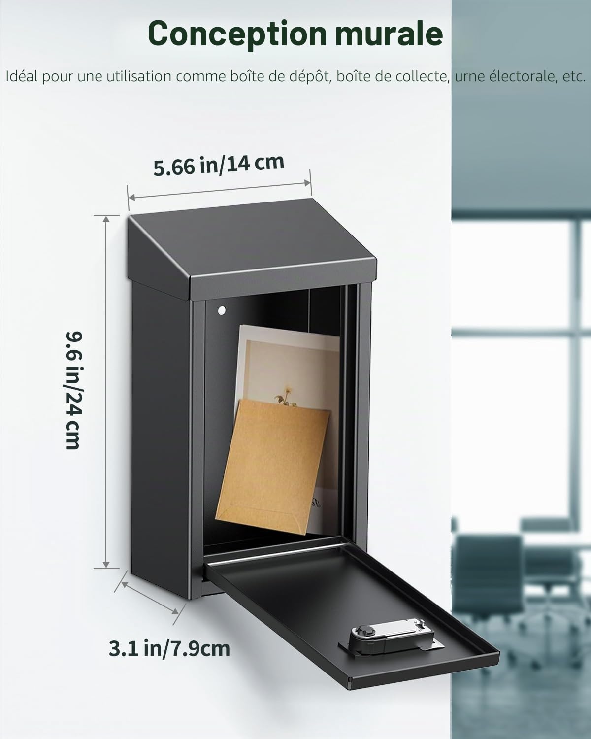 Uniclife Boîte à clés pour l'extérieur, boîte à dons en métal avec serrure à combinaison, boîte à suggestions sûre, boîte aux lettres murale avec fente supérieure, boîte à billets en acier pour la