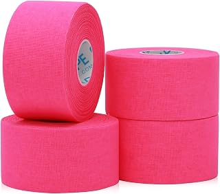 OK TAPE Pink Athletic Sports Tape (4 Rolls, 45ft Each) - Strong No-Residue Adhesive, Waterproof Wrap for Ankles, Wrists, Fingers in Baseball, Hockey & More