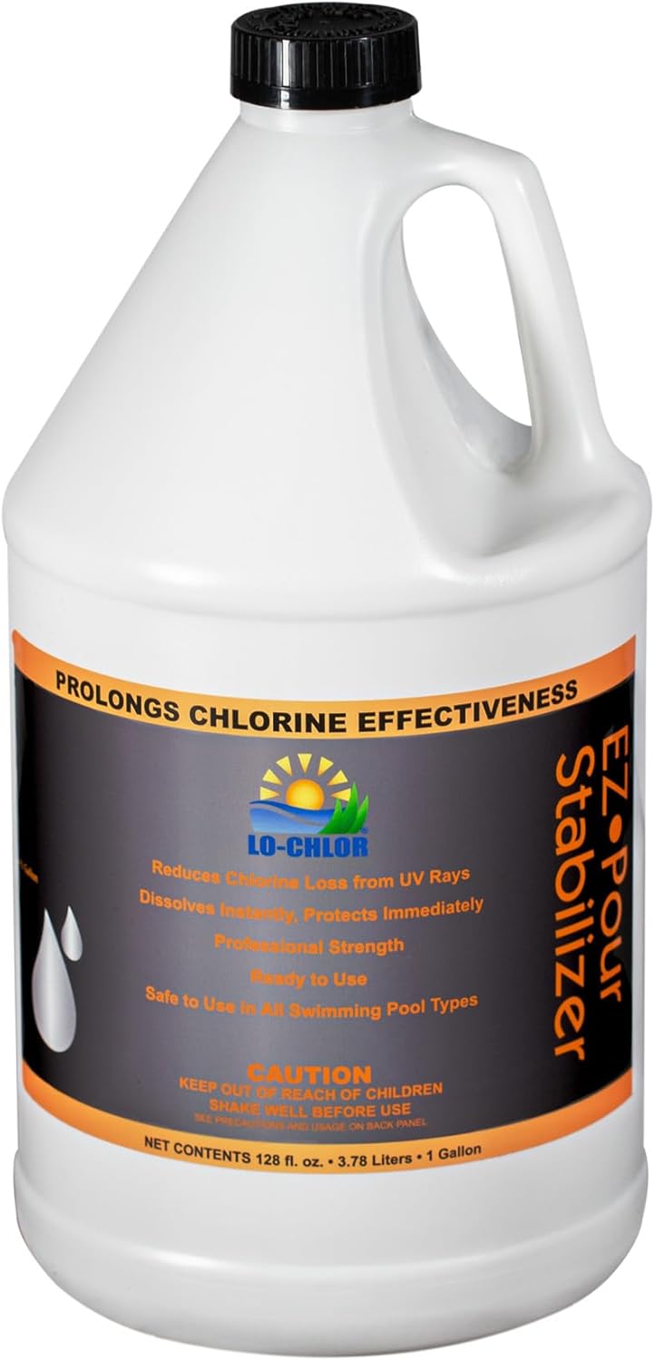 Ez-Pour Chlorine Stabilizer For Pool - Liquid Cyanuric Acid Solution, Professional Strength Pool Stabilizer For Swimming Pools Protects Immediately With Fast And Simple Liquid Dosing (128 Oz)