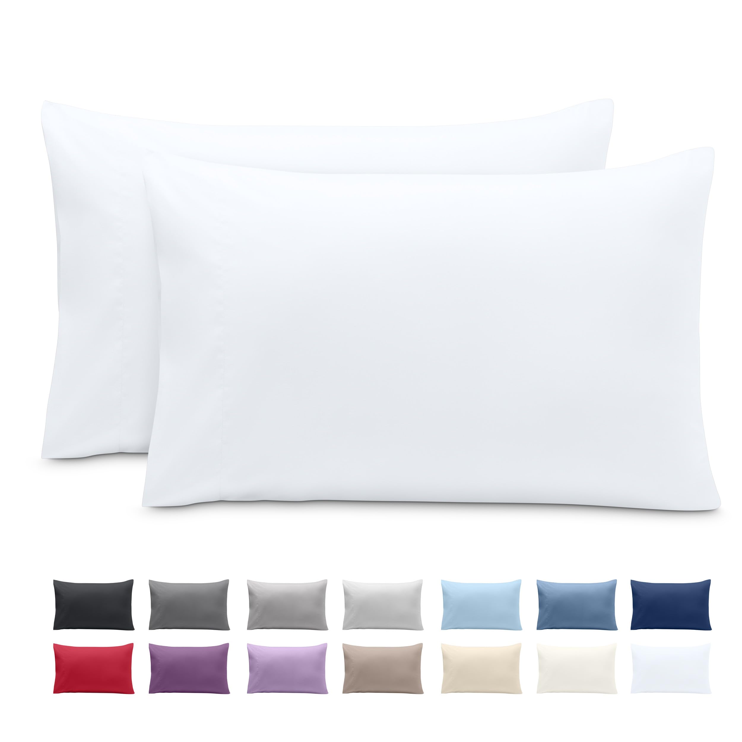 bare home microfiber pillow cases - standard size set of 2 - cooling pillowcases - double brushed - easy care - envelope closure (standard pillowcase set of 2, white)