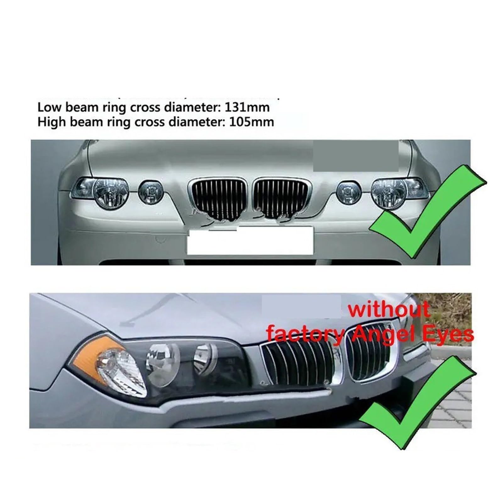 Faros Angel Eyes para coche Para BMW E83 Para X3 E46 Ti 4X Compacto RGB Algodón Luz Angel Eyes Halo Anillo 106 + 131mm Faro ojos de ángel