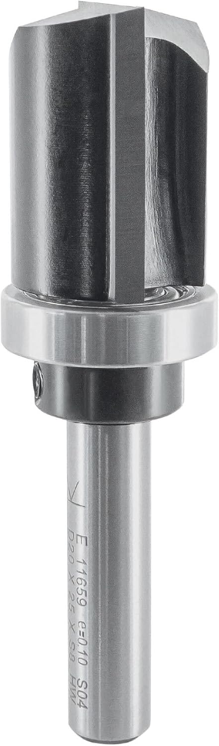 ENT 11659 Trimming Cutter Tungsten Carbide TC, Shank (S) 8 mm, Diameter (D) 20 mm, NL 25 mm, SL 32 mm, GL 69 mm, with Ball Bearing