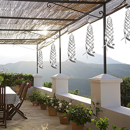 Hausse Bird Repellent Spiral Reflectors Silver Mylar Spinner, Hanging Reflective Bird Deterrent Device, Garden Decorative Scare Birds Away, Like Woodpeckers, Pigeons And Geese, 6 Pack #TOP3