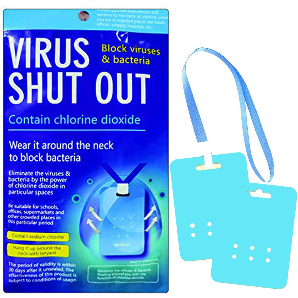 GreatDio® (Set Of 15) Toamit English Virus Shut Out Air Sterilization Card Neck Type With Blue Lanyard (1 Month Use)