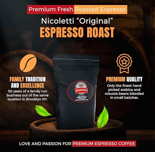 Miniatura 7 de Nicoletti Coffee Espresso Roast Sampler (3 paquetes de 1 libra cada uno) granos enteros tostados frescos