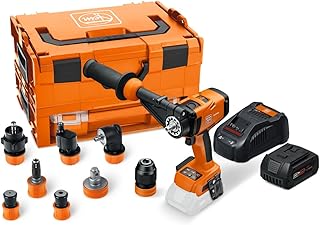 FEIN Cordless Drill ASCM18-4 QM AS QuickIN Top Set with 7 QuickIN Quick Change Attachments in Case i-BOXX, a Battery (GBA 18 V 5.0 Ah AS) and Quick Charger (GAL 1880 CV AS)