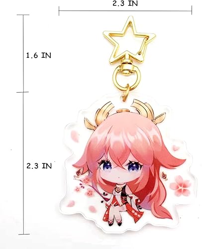 Miniatura 3 de CHERSE Genshin Impact - Llavero de acrílico, figura de Genshin Impact linda figura, accesorio para teléfono