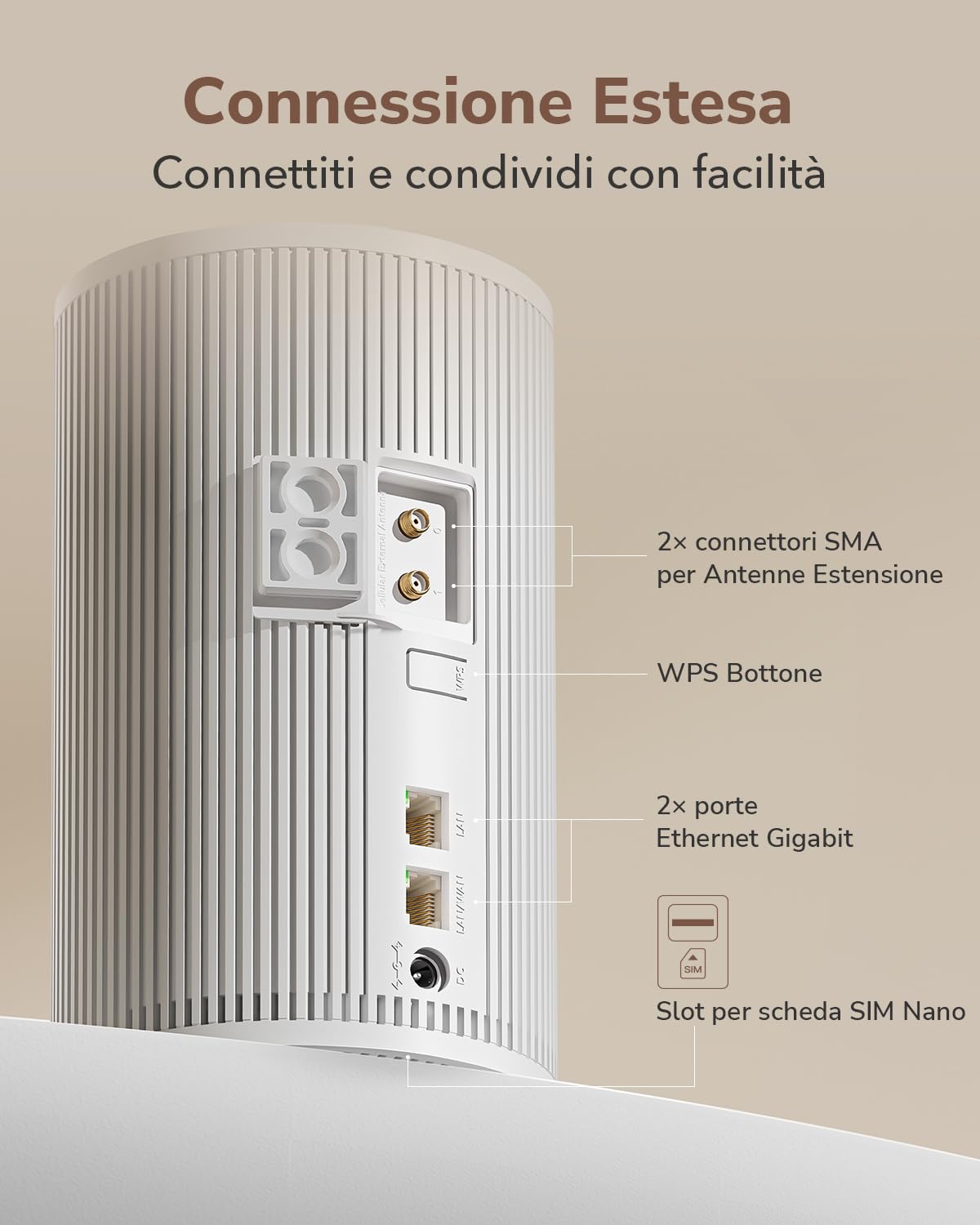 Cudy P2 SA/NSA AX3000 Whole Home Wi-Fi 6, Router Cellulare 5G, MU-MIMO, Slot SIM Sbloccato, App Cudy Mesh, Supporto Server VPN e Client