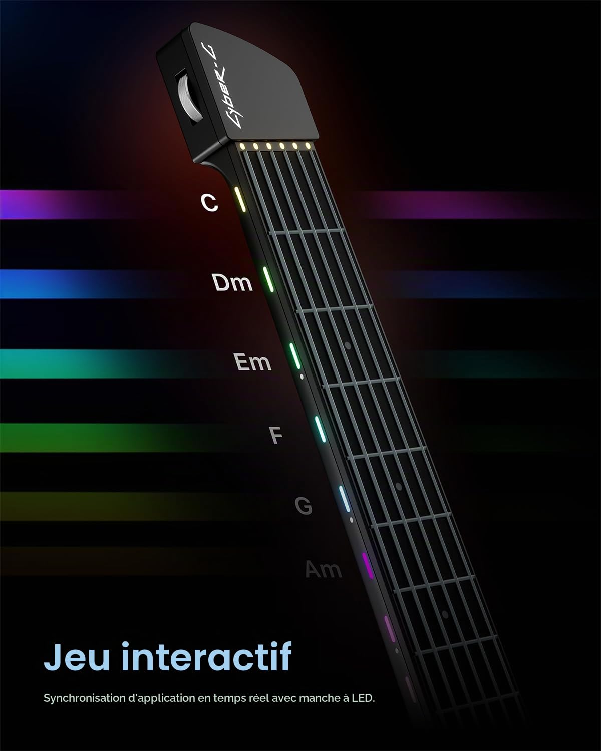 Enya CYBER-G Guitare Intelligente avec Cordes en Silicone et APP | 24 sons, haut-parleur intégré, système de batterie et accords interactifs via l'application, idéale pour débutants
