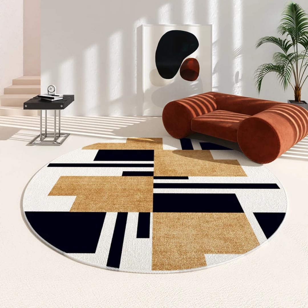 Tapis irrégulier salon 160x160 cm rond et moderne pour décoration chambre