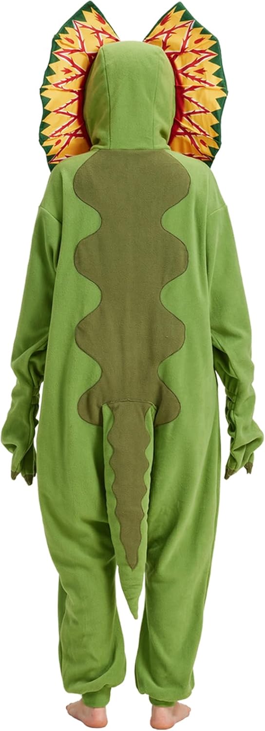 Adult Dinosaur Onesie Costume Cosplay Dilophosaurus Pajamas Halloween Parasaurolophus Cartoon Sleepwear for Women Men - Image 6