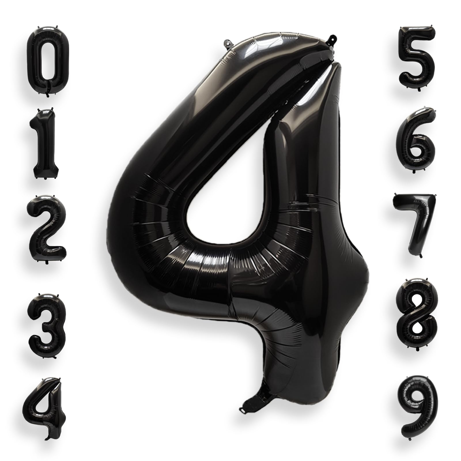 AULE 40 Inch Big Black 4 Balloon Number Large Foil Helium Number Balloons 0-9 Jumbo Giant Happy 4th Birthday Party Decorations for Boy or Girl Huge