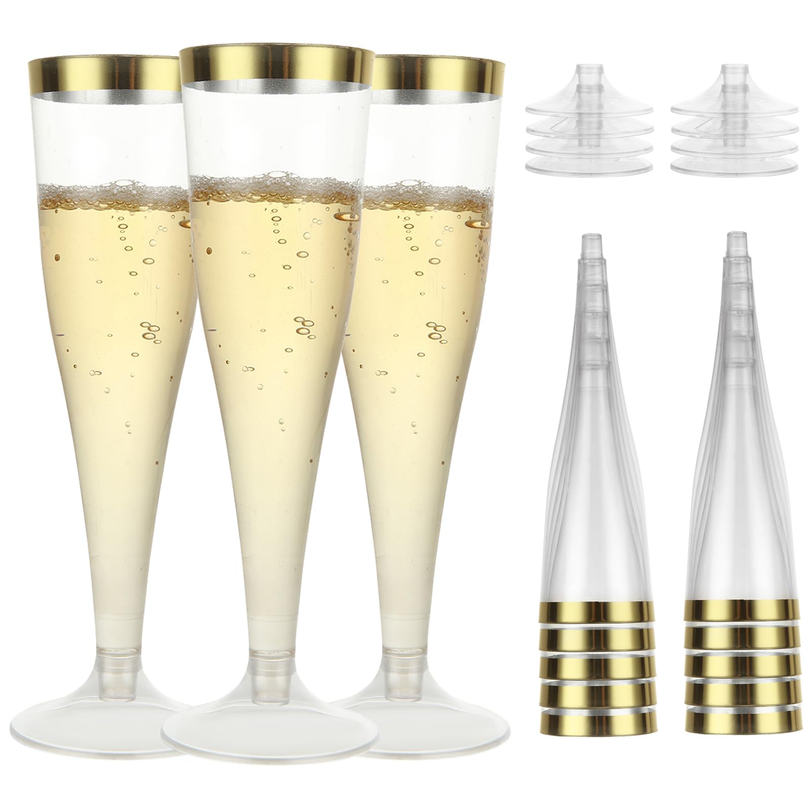 DAJAVE 100 flute da champagne in plastica da 135 ml, riutilizzabili, trasparenti, per feste, matrimoni, compleanni e uso quotidiano